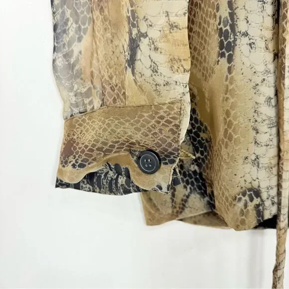 New York Extremes Black Taupe Snake Print Double Breasted Sheer Sleeve Blazer - Picture 14 of 16